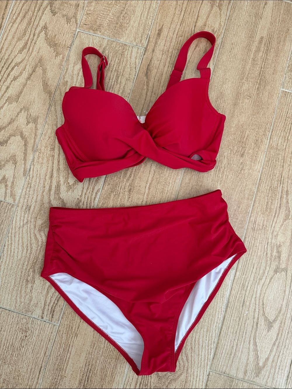 Red High-Waist Bikini Set - Women Swim